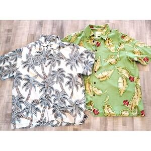 Mens L Island Republic Light Silk Tiki Shirt Aloha Caribbean Vintage 90s Lot 2